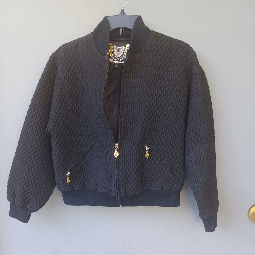 St John black quilted bomber jacket M.